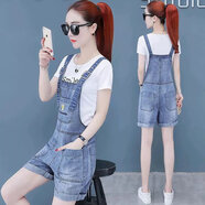 正其心牛仔背帶裙2024新款收腰顯瘦夏季小個(gè)子直筒a字裙包臀吊帶連衣裙 8610#背帶褲 2XL碼【建議131140斤】