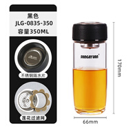 新家園新家園商務(wù)玻璃杯單層大容量便攜耐熱水杯男女泡茶杯加厚杯子 黑色350ml