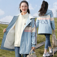 紫洛妮初高中生外套女學(xué)生春秋裝新款寬松休閑青少女大童15歲風(fēng)衣學(xué)院風(fēng) 【加絨】2305藍色 XL