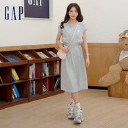 GAP女裝夏季連肩袖抽繩收腰連衣裙簡約休閑衛(wèi)衣裙465046 灰色657261 M (165/84A)亞洲尺碼