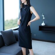 品瑟秋冬長(cháng)袖連衣裙闊版氣質(zhì)顯瘦休閑高級無(wú)袖慵懶百搭裙  SJ1063 黑色 均碼【推薦85-150】