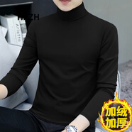 HXZH輕奢男裝 半高領(lǐng)長(cháng)袖t恤男打底衫韓版保暖內搭氣質(zhì)韓版時(shí)尚上衣潮 黑色高領(lǐng)（加絨款） M （建議90-115斤）