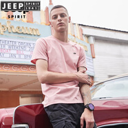 JEEP SPIRIT【兩件裝】純棉短袖t恤男夏季男女同款多色可選薄款圓領(lǐng)體恤上衣 JEEP-WC-SD0021-粉色(單件裝) S (女款)