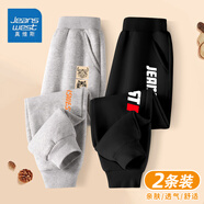 真維斯男童褲子2025秋季新款兒童洋氣加絨運(yùn)動(dòng)長(zhǎng)褲男孩時(shí)髦休閑衛(wèi)褲潮 【2條裝】灰+黑（字母四邊） 120