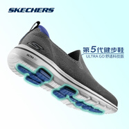 斯凱奇（Skechers）男鞋夏季新款GOWALK運(yùn)動(dòng)健步鞋一腳蹬軟底緩震防滑透氣網(wǎng)面休閑鞋 CHAR炭灰色 40 (255mm)