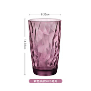 BORMIOLI ROCCObormiolirocco原裝進(jìn)口玻璃水杯耐熱家用泡茶餐廳冷飲酒店漱口杯 紫色鉆石杯高款470ml1只