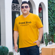 豪朗格肥佬男裝夏裝加肥加大碼短袖T恤冰絲棉涼感特大號(hào)半袖體恤上衣6XL 黃色 6XL