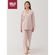 無印良品（MUJI）女式 無側(cè)縫法蘭絨 睡衣 家居服套裝  淺粉紅色4A M