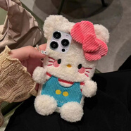 kitty貓咪蘋果iPhone11女13promax毛絨絨7/8plus手機殼6軟x秋冬15 毛絨卡通凱蒂貓 iPhone13pro