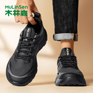 木林森（MULINSEN）男鞋2025春季新款網(wǎng)面透氣運(yùn)動(dòng)休閑鞋男士潮流輕便跑步鞋子男厚底 黑色 44