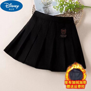 迪士尼（Disney）女童學院風半身裙韓版百褶裙秋冬毛呢裙子兒童洋氣小女孩百搭短裙 小熊加絨冬款黑色(呢子料) 150 尺碼(適合140cm左右)