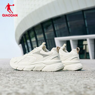 喬丹QIAODAN跑步鞋男運(yùn)動(dòng)鞋冬季新款輕便減震網(wǎng)革黑色通勤慢跑鞋 象牙色/浮石色 44