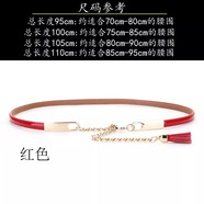 BRH潮牌細腰帶女士裝飾腰鏈配毛衣連衣裙時(shí)尚簡(jiǎn)約真皮黑色細皮帶女 紅色 105cm