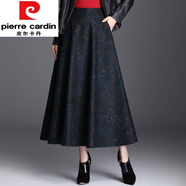 皮爾卡丹羊Y毛呢半身裙女格子春秋長(cháng)裙大擺裙高腰顯瘦A字裙傘裙長(cháng)款呢子裙 櫻桃 3XL 【建議138-150斤】