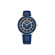 施華洛世奇（SWAROVSKI） 施華洛世奇 Octea Lux 石英機芯 皮革表帶 不銹鋼表殼 39mm 歐美 藍色表盤(pán)