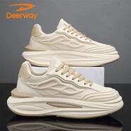 德?tīng)柣荩―EERWAY）鞋子男鞋2025秋冬季老爹鞋男士厚底增高休閑運動(dòng)鞋 米杏 42