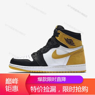 耐克（NIKE）新款男鞋籃球鞋倒鉤AIR JORDAN 1 AJ1 高幫紫鉤藍(lán)紅拼接運(yùn)動鞋 555088-109 黑黃腳趾 40