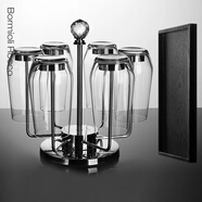 BORMIOLI ROCCO波米歐利意大利進(jìn)口水晶玻璃杯套裝家用無(wú)鉛喝水杯果汁飲料杯 6只裝390ML高款+杯架+茶盤(pán)