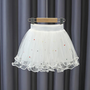 蘿蜜兔女童短裙夏網(wǎng)紗半身裙1-8歲小女孩洋氣公主裙寶寶裙子兒童蓬蓬裙 白色 釘珠款 100 cm
