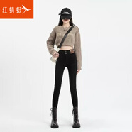 紅蜻蜓牛仔褲女2025年春季新款女裝高腰修身女士鉛筆褲小腳休閑長褲子女 黑色單褲 27