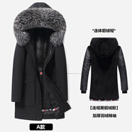 NLMN冬季新款派克服男士皮毛一體整貂皮草內(nèi)膽保暖中長(zhǎng)款貂絨大衣外套 A款銀狐領(lǐng)【連帽黑貂絨膽+棉袖】 XL (180) 【135-150斤】