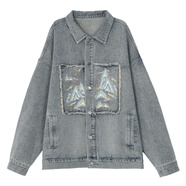 森女部落千里江山系列新中式國風(fēng)可拆假領(lǐng)兩穿牛仔外套情侶新復古回潮 男女同款(單件)（單件） M