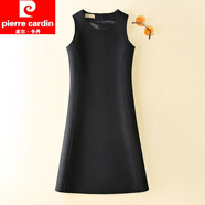皮爾卡丹（pierre cardin）毛呢背心裙顯瘦百搭馬甲裙無袖連衣裙女秋冬新款百搭打底裙a字裙 黑色 XL 建議110-120斤