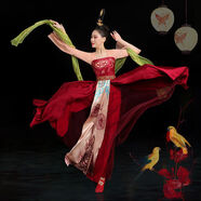 雪珺非*古典舞演出服美人關(guān)舞蹈服裝女飄逸唐制訶子裙王詩(shī)意同款漢服 連衣裙+褲子+腰帶+披錦 4件套 XS 建議90斤內(nèi)