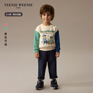 Teenie Weenie Kids小熊童裝24秋冬款男女寶寶撞色印花加絨衛(wèi)衣 綠色 110cm