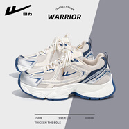 回力（Warrior）女鞋老爹鞋女夏季新款厚底小個子增高鞋子韓版學生百搭休閑運動鞋 白藍【5cm輕便厚底】 37
