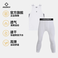 準者健身服男式高彈速干透氣籃球跑步運動(dòng)套裝短袖壓縮衣打底緊身衣褲 純白色603+452-1 【背心+七分褲】 5XL