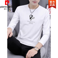 皮爾卡丹（pierre cardin）2025新款純棉長袖t恤男裝秋衣內(nèi)搭春季打底衫上衣服體恤白色針織 M037白色 XL 建 議：115至130斤