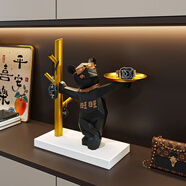 吉召暴力熊入戶門口鞋柜鑰匙收納玄關(guān)裝飾品擺件客廳家居喬遷新居禮品 黑色旺旺狗