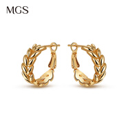 曼古銀（MGS）鍍金耳環(huán)麥穗珍珠耳環(huán)女小眾設計耳圈高級感耳飾銀生日禮物送女友