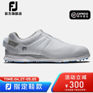 FootJoy 高尔夫球鞋男士FJ Pro/SL专业竞技无钉款golf鞋舒适防滑防泼水鞋 53078-白[旋钮] 7=40码