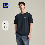 海瀾之家（HLA）短袖t恤男裝25夏季新款簡(jiǎn)約透氣舒適微彈圓領(lǐng)情侶上衣服男士T恤衫 藏青43 L /175建議69-75kg
