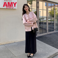 愛麥依設(shè)計感新中式提花國風(fēng)外套女2025春秋季新款圓領(lǐng)盤扣寬松顯瘦上衣 粉紅色 S 100-120斤