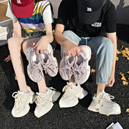 歐邁捷（OUMAIJIE）情侶鞋子休閑一男一女時(shí)尚新款厚底增高8cm松糕潮鞋韓版老爹鞋男 白色  男女款 39