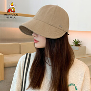 稻草人帽子女秋冬新款百搭時(shí)尚漁夫帽顯臉小大帽檐休閑鴨舌帽四季通用 卡其色 均碼 可調(diào)節(jié)