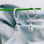 玖長(cháng)時(shí)99純銀耳環(huán)女士款?lèi)?ài)心小葫蘆耳扣銀耳墜女生日禮物送女友 耳圈款 一對克重2.7g