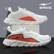 鴻星爾克男鞋運(yùn)動鞋夏秋季新款網(wǎng)面透氣男士輕便休閑百搭耐磨減震跑步鞋男 橡芽白/可樂棕 40