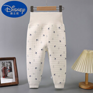 迪士尼（Disney）寶寶加絨加棉高腰褲子?jì)胗變捍呵锒Ｅo(hù)肚褲男女可開檔秋褲 三層夾棉滿印花乳白色 90 建議2-3歲