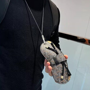 LESCA LUNETIER掛脖眼鏡包抗壓便攜男女式近視眼鏡太陽(yáng)墨鏡收納袋掛繩防丟保護套 鋯石黑眼鏡包+掛繩【掛脖款】