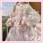 唐努烏洛麗塔裙子兔冰冰Lolita刺繡甜美可愛(ài)呲甜款生日禮物 加絨粉色 S【75-90斤】