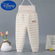 迪士尼（Disney）寶寶加絨加棉高腰褲子嬰幼兒春秋冬保暖護肚褲男女可開(kāi)檔秋褲 三層夾棉咖色 73 建議3-12個(gè)月