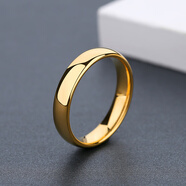 奢沫（SHEMO）素圈情侶對戒訂婚求婚閉口金色戒指一對定制免費刻字送女朋友禮物 女戒-3.5mm【尺碼聯(lián)系客服備注】