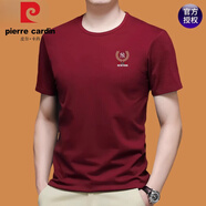 皮爾卡丹2024男士純棉短袖t恤衣服夏季體恤短袖打底衫春夏上衣半袖新品潮t 6615紅色 165/M90-120斤