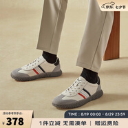 皓頓（HAUT TON）秋季新品男鞋頭層牛皮舒適男士時(shí)尚運(yùn)動休閑鞋低幫德訓(xùn)鞋 白色 41 (255)