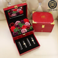 香奈兒（Chanel）口紅58粉色邂逅香水氣墊限量圣誕節禮物套盒 4支口紅-雙層永生花禮盒
