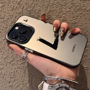 帝仕信【幸運英文字母】適用蘋(píng)果15promax手機殼iphone14pro磨砂高級感13pm創(chuàng  )意15Pro小眾12防摔保護套 磨砂彩銀殼 黑框 幸運字母【L】 iPhone 15Pro